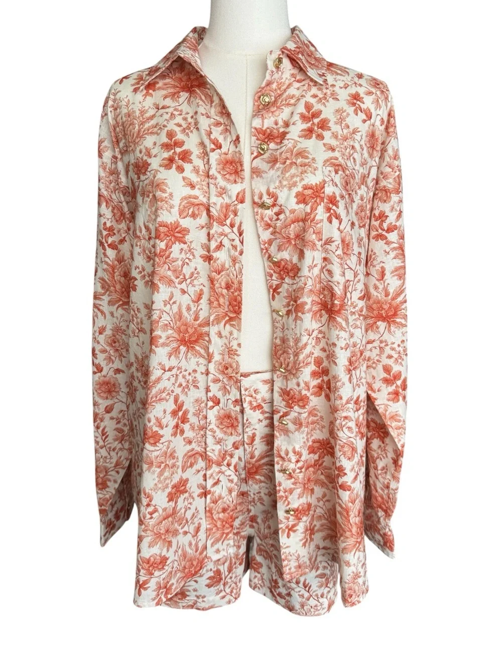NWT V. Chapman The Austin Shirt & The Oliver Short in Red Toile Small/4